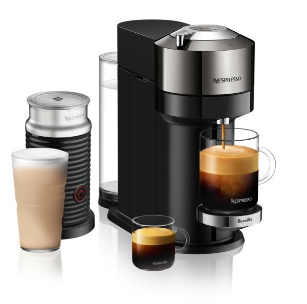 Nespresso Vertuo Next Deluxe Coffee and Espresso Maker, Pure Chrome with Aeroccino Milk Frother