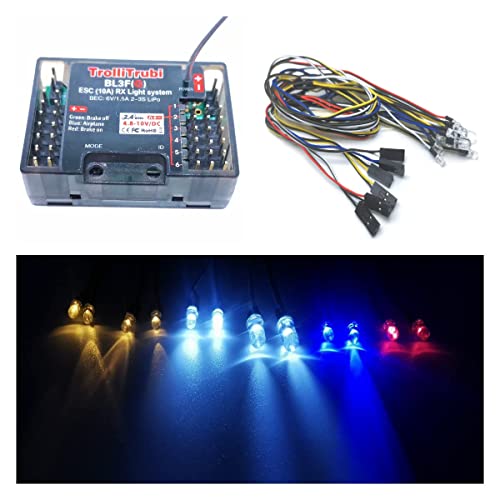 TrolliTrubi 3 in 1 RC Receiver DUMBORC Builtin 10A ESC with 12pcs LED