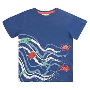 Piccalilly Kids Purple Sea Waves T-shirt, biologisch katoen, korte mouwen Top