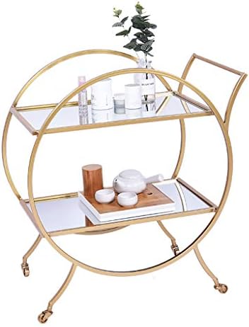 Serving Trolley Tea Cart Beautiful Chrome Plated Metal Frame Safety Glass Shelves Glass Wine Cart Shelf Tool Cart Rolling Storage Dining Cart