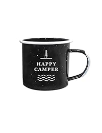 Happy Camper esmalte Camping taza, color negro, 12