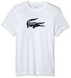 Lacoste Men's Short Sleeve Jersey Tech with Gator Graphic Logo T-Shirt, TH3377, White/Navy Blue, X-Large