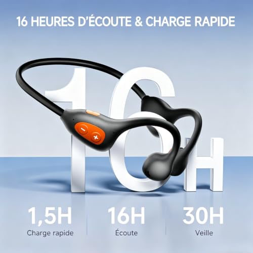 Bluetooth 6.1 Wireless Open Earbuds, Sports Neckband Ultra-Light 28g Headphones with ENC for Clear Calls and Microphone - 16H Battery Life, IPX7 Waterproof, Ideal Running Cycling Fitness (Black)