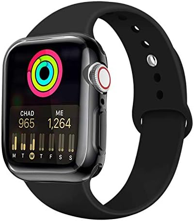 Uitee Apple Watch Band with Case, Soft Silicone Sport Replacement Wristband with Apple Watch Screen Protector Compatibleโฆ