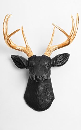 White Faux Taxidermy The Templeton White Faux Deer Wall Sculpture (Black/Gold)