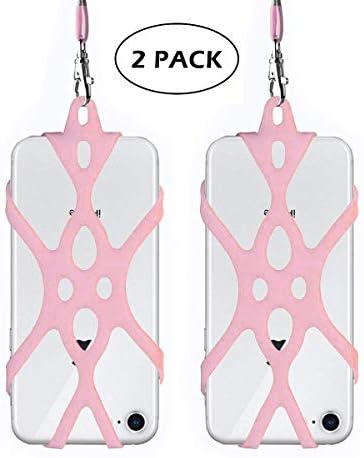 ROCONTRIP 2 in 1 Cell Phone Lanyard Strap Case Holder with Detachable Neckstrap Universal for Smartphone iPhone 8,7 6S iPhone 6S Plus,Samsung Galaxy Google Pixel 4.7-5.5 inch (Pink x 2)