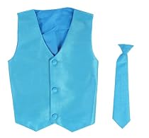 Vest and Clip On Baby Boy Necktie set - AQUA - S/M (0-12 Months)