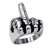enhong Mens Biker Rings Stainless Steel Middle Finger Outlaw Punk Ring for Men Women
