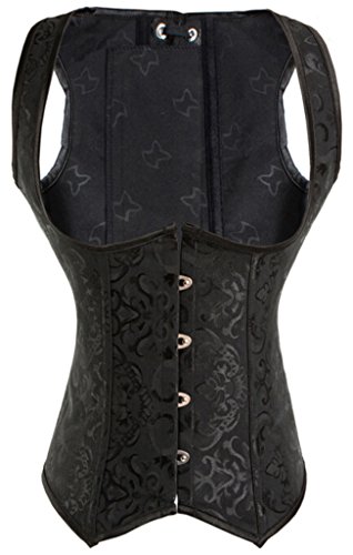 Alivila.Y Fashion Womens Steel Boned Brocade Underbust Corset 2989-Black-5XL