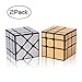 Roxenda Speed Cube Set , Magic Cube Bundle of Gold Mirror S Cube and Silver Windmirror Cube , Irregular Speedcubing 3x3x3 SpeedCube Twisty Box Puzzle