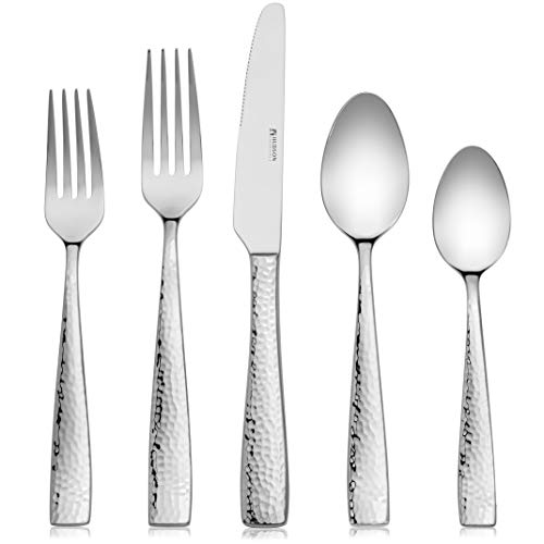 Hudson Essentials 40Piece Hammered 18/10 Stainless Steel Silverware