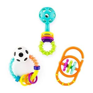 Sassy My First Rattles Newborn Gift Set with 3 Soft and Flexible Rattles, Ages 0+ Months