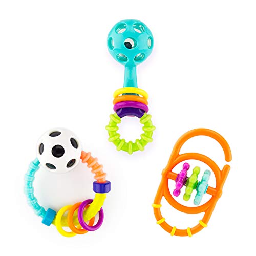 sassy my first rattles - juego de regalo para recién nacidos con 3 sonajeros suaves y flexibles, edades 0+ meses