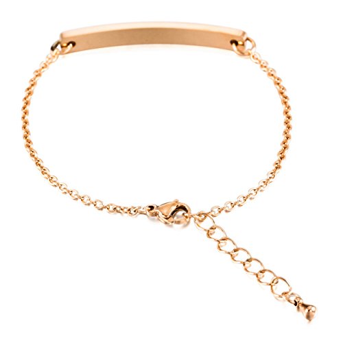 MeMeDIY Rose Gold Tone Stainless Steel Bracelet Link Adjustable - Customized Engraving - Thumbnail 4