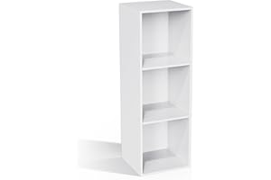 NewBeth 3 Cube Storage Organizer, 3 Tier Cube Low Bookcase Freestanding Storage Display Organizer, Three-Cubes Open Shelf Boo