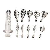 ESHOO 10 Pieces 3D Gelatin Art Tools Stainless Steel Jelly Cake Needles Coming with One 10ml Syringe