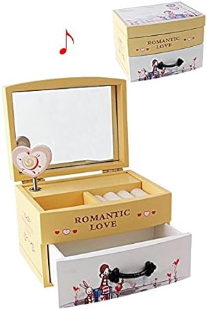 Momparler1870 Caja Joyero Madera con música y cajón Amor: Amazon.es: Hogar