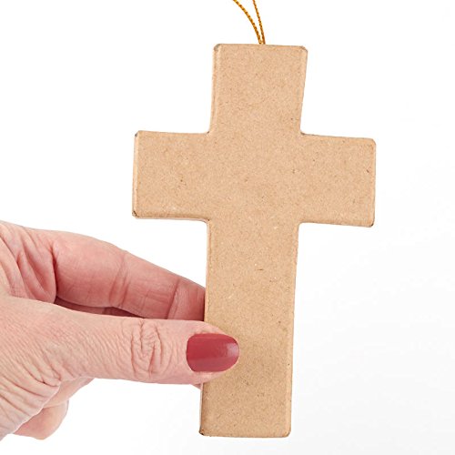 Factory Direct Craft Unfinished Paper Mache Cross Ornaments for Crafting - 6 Crosses