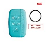 Silipac Protective Silicone Car Key Cover Keyless Entry Remote Holder Rubber Case Skin Fob Protector Shell for Land Rover Range Rover Evoque Discover Sport QQ Key Ring