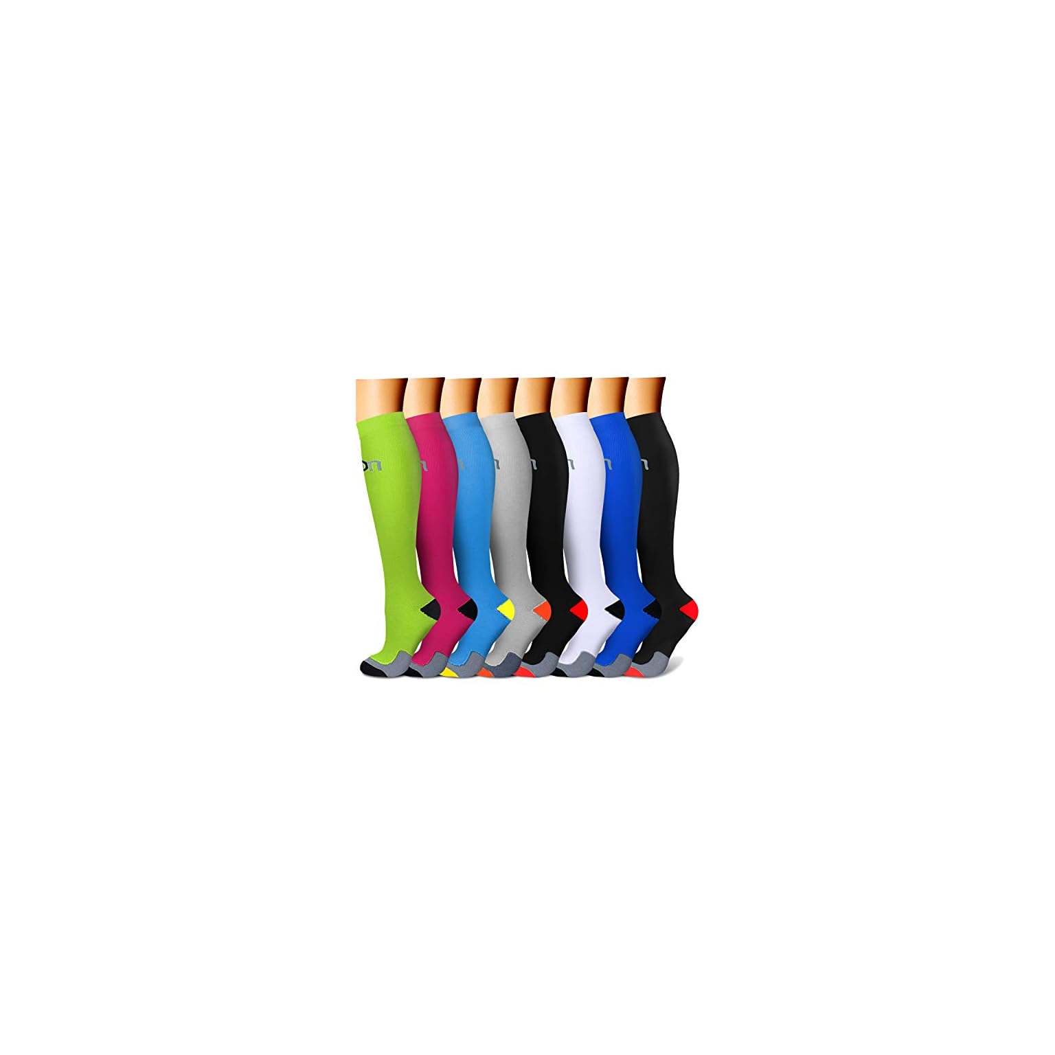 QUXIANG Copper Compression Socks for Women & Men Circulation (8 Pairs