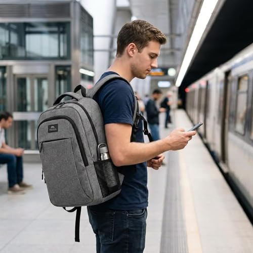 MATEIN 15.6 Inch Laptop Rucksack Multifunction Notebook Bag for Travel, Business, Work, Daypack with USB Charging Port, Gift for Men, Women, Grey