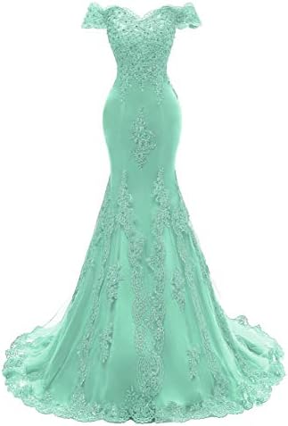 Scarise Mermaid Off Shoulder Evening Party Prom Dress Lace Appliqued BeadedA1