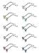 FUNRUN JEWELRY 20PCS 20G Stainless Steel Body Jewelry Piercing Nose Rings Studs Pins Crystal Set CZ