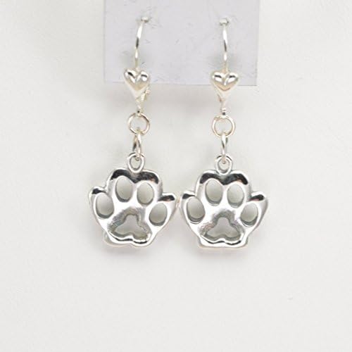 Sterling Silver Paw Print Earrings of Dog Paw by Donna Pizarro from the Animal Whimsey Collection of Dog Jewelry