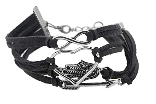 Gray Microfiber Suede and Silver Colored Hamsa Love Infinity Bracelet
