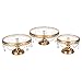Amalfi Decor Cake Stand with Glass Tops, Round Metal Pedestal Holder with Crystals, Gold, Set of 3