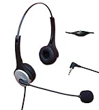 Voistek A2H20D25MM Dual Ear Call Center Telephone Headphone with Noise Canceling Microphone + Volume Mute Controls for Cisco Linksys SPA Polycom Grandstream Panasonic Zultys & Gigaset Office IP & Many Cordless Dect Phones with Standard 2.5mm Headset 