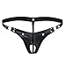 YiZYiF Men's Black Leather Look G-string Fetish Gay Briefs Underwear Swimwear (X-Large(waistline 32.0-42.0
