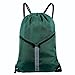 Drawstring Backpack Unisex Sport Gym Sack Reflective Bag (Black,Blue,Navy Blue,Royal Blue,Forest Green)