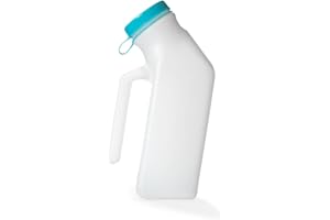 MedVance- Urinals for Men 1000ml with Glow in The Dark Spill Proof Pop Cap Lid, Plastic Pee Bottles for Men, Male Urinals, Pee Container Men, Portable Urinal for Car, Elderly & Incontinence (1 Pack)