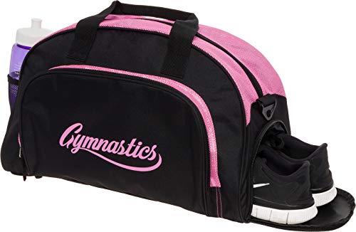 LISH Gemma Gymnastics Duffel Bag - Girl's Travel Sports Gym Bag w/Shoe Compartment (Black/Pink) - Thumbnail 2