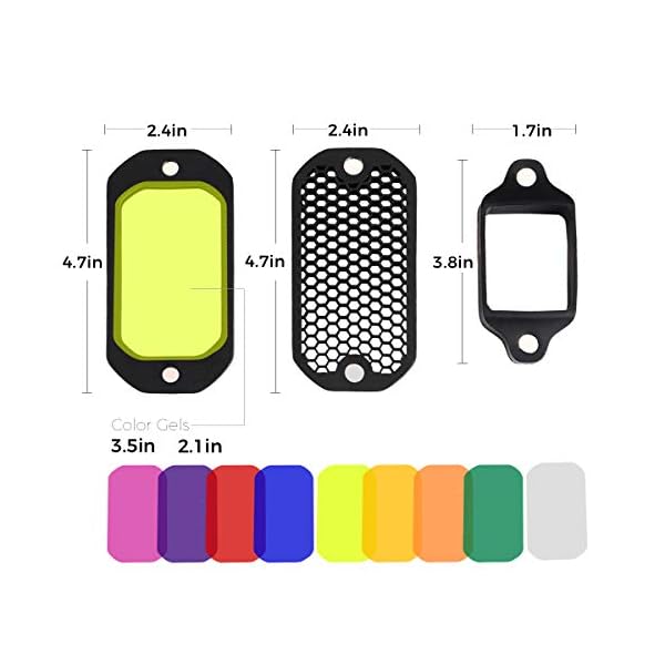 AODELAN Blitz Filter Kamerablitz Gel Beleuchtungsfilter Farbfolien Gitter und Farbiges Gel Filterset mit dem Magnetischen Stapelbaren System für Canon Nikon Sony Godox Yongnuo Speedlite – Bild 7