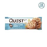 Quest Nutrition Protein Bar, Vanilla Almond Crunch, 20g Protein, 4g Net Carbs, 200 Cals, High Protein Bars, Low Carb Bars, Gluten Free, Soy Free, 2.1 oz Bar, 12 Count