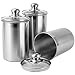 Vencer 3 Piece Set Large Sized 64oz,1.9L Each,304 Stainless Steel Canister Set with Glass Lids, Coffee, Tea, Sugar, Flour Canister for Kitchen
