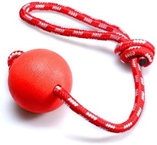Quality Star store Dog Toys, Indestructible Rubber Ball on a Rope, for K9 Training and Teeth Cleaning, Chew Toys, Interactive Toy for Large/Small/Medium Dogs, Red