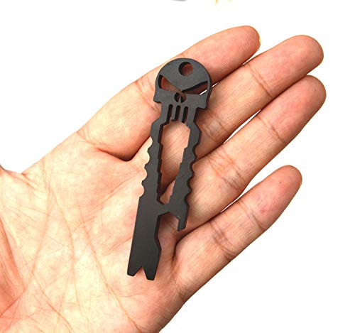 Nurbo 3 PCS Multi-function Skull EDC Tool Pocket Stainless Steel Key Ring Bottle Opener - Thumbnail 3