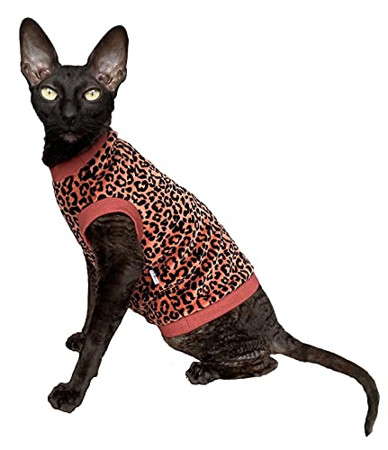Kotomoda Cat's T-shirt Leopard Organic velour for Sphynx and naked cats (S)