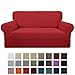 Easy-Going Stretch Loveseat Slipcover 1-Piece Sofa Cover Furniture Protector Couch Soft with Elastic Bottom for Kids Polyester Spandex Jacquard Fabric Small Checks (Loveseat, Christmas Red)