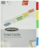 Wilson Jones Insertable Dividers - Gold Line, 5-Tab Set, Multicolor Tabs on White Paper (W54145A)