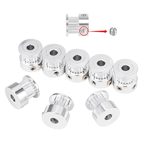 GT2 Timing Belt Pulley, 8pcs 5mm 20 Teeth Timing Pulley Wheel and GT2 5 Meters Rubber 2mm Pitch 6mm Wide Timing Belt with Allen Wrench for 3D Printer CNC by Beauty Star