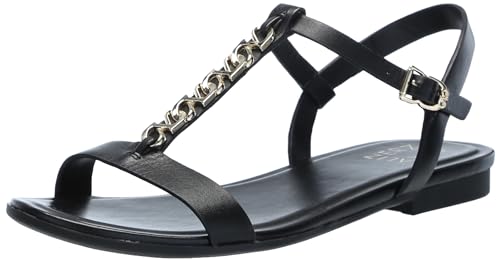 Naturalizer Womens Teach Chain-link Detail Flat Sandal Black Leather 10 M