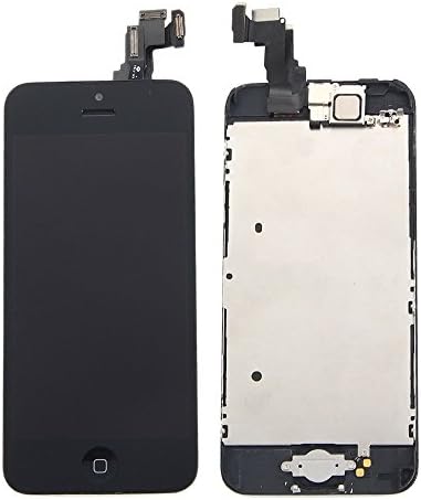 Nasin Touch Screen for iPhone 5C+ LCD Display &amp; LCD Shield Plate + Spares Parts (Front Camera + Home Button + Earpiece Speaker) with iPhone 5C (Black)