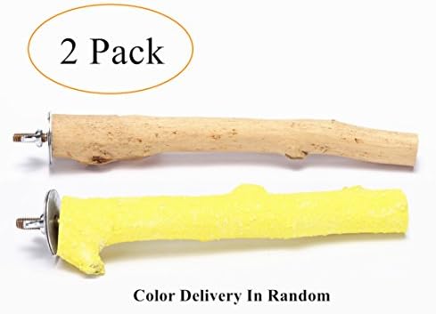 DETOP Bird Cage Perch Parrot Natural Hardwood Branches &amp; Rough-surfaced Perches for Small And Medium Size Parrots,2 Pack of 5.9 Inches (S)