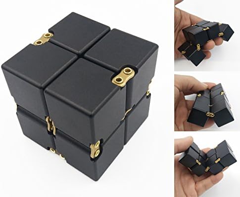StrongTools Alluminium Alloy Infinity Cube Fidget Cube Toy for Adults and Kids Relieve Stress and Anxiety Cool Hand Finger Magic Spinning toy for ADD,ADHD,OCD (Aluminium, Black)