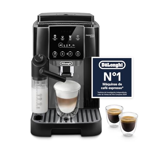 De’Longhi Magnifica Start – Perfetto Cafetera Superautomática, LatteCrema Jarra de leche automática, 4 Bebidas One-Touch, Controles Soft Touch, Negro y Gris (ECAM222.60.BG)