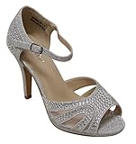 Bella Marie Shania-26 Women's peep toe rhinestone glitter strappy mesh dance sandals